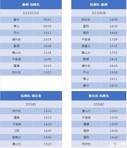 杭黄高铁购票时间+价格 杭黄高铁时刻表最全最新