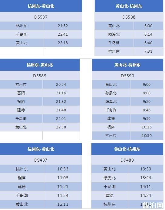 杭黄高铁购票时间+价格 杭黄高铁时刻表最全最新