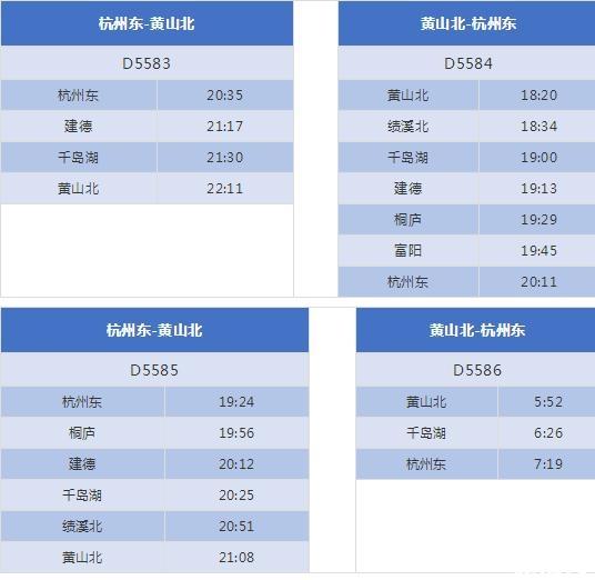 杭黄高铁购票时间+价格 杭黄高铁时刻表最全最新