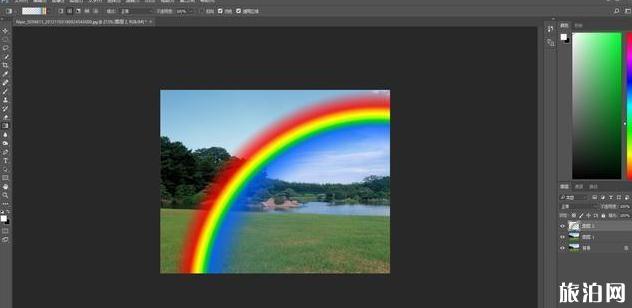如何用PS做彩虹 如何用PS给风景照加彩虹