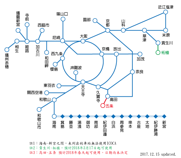 日本icoca卡使用范围