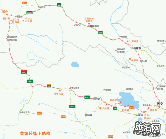 环青海湖自驾游路线图 青海甘肃旅游路线图2018