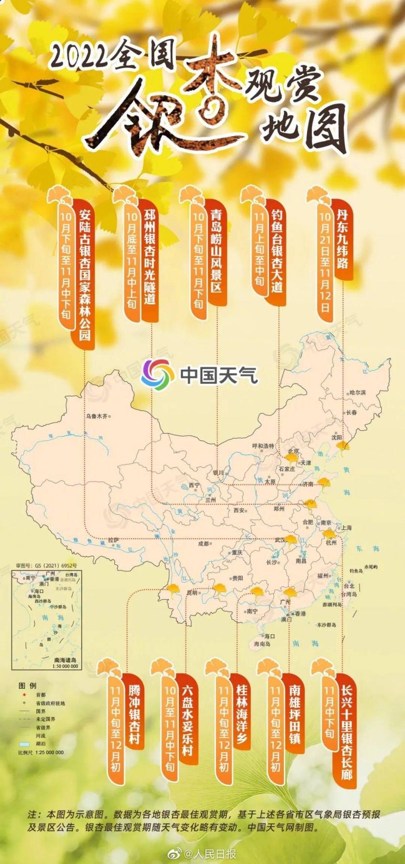 2022全国十大银杏观赏地图