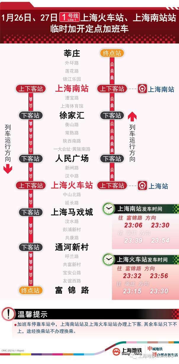 2023上海春节期间地铁运营时间调整