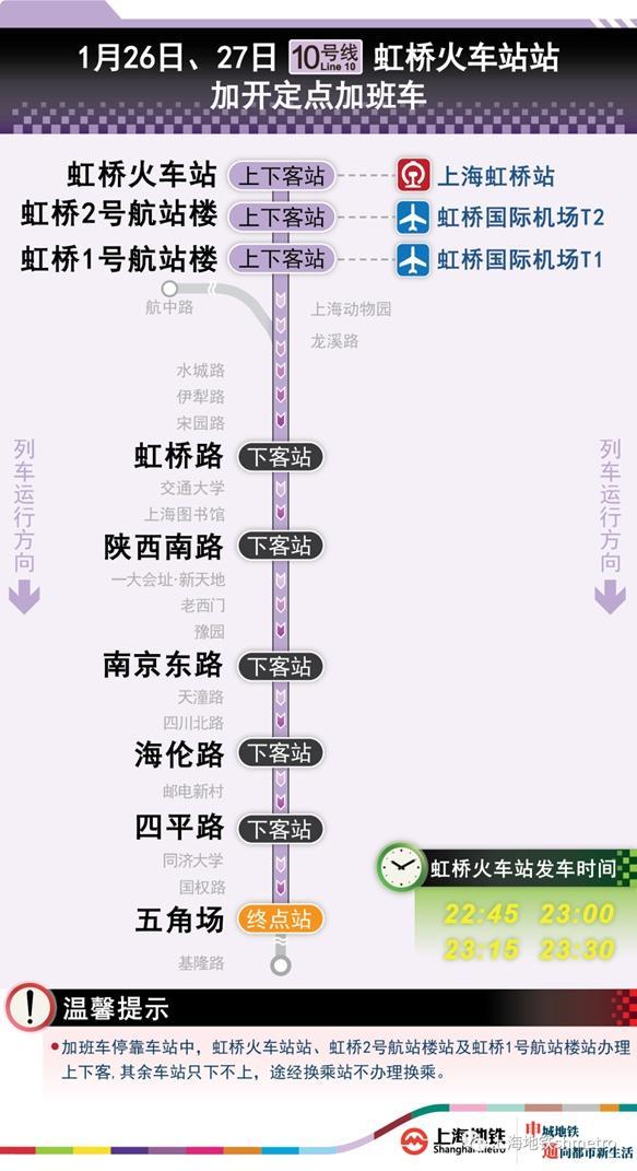 2023上海春节期间地铁运营时间调整