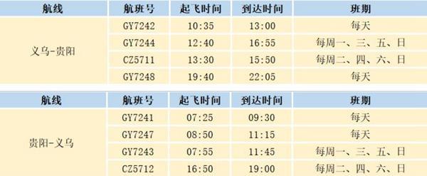 义乌机场夏季航班2023