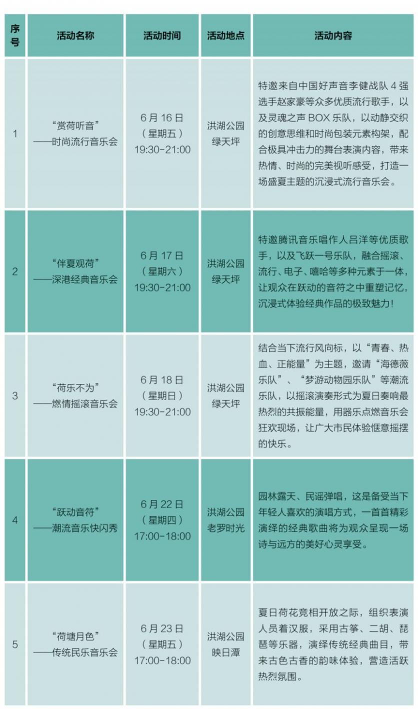 2023深圳荷花音乐节时间+地点+节目单