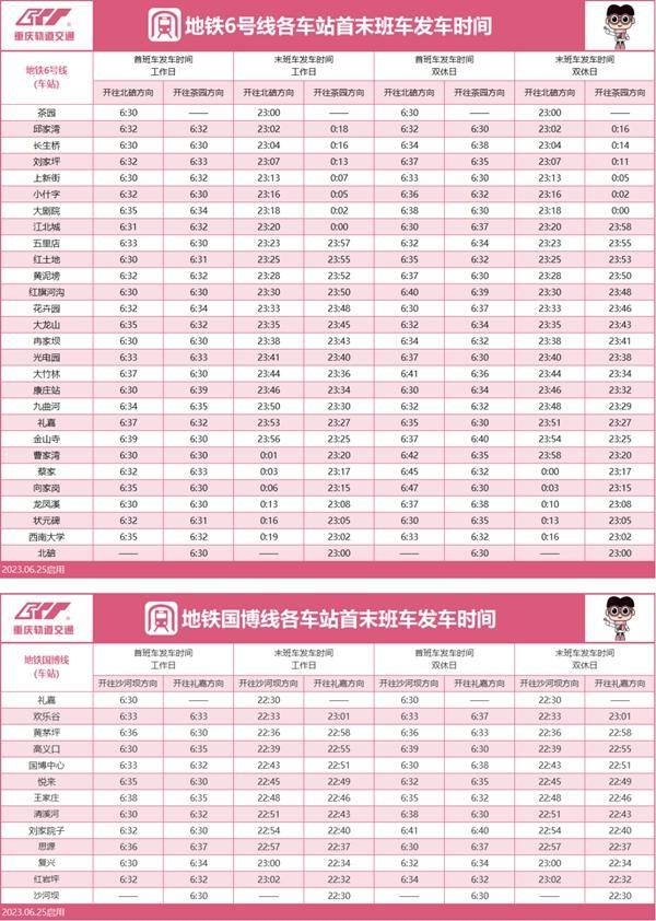 2023重庆地铁运营时间