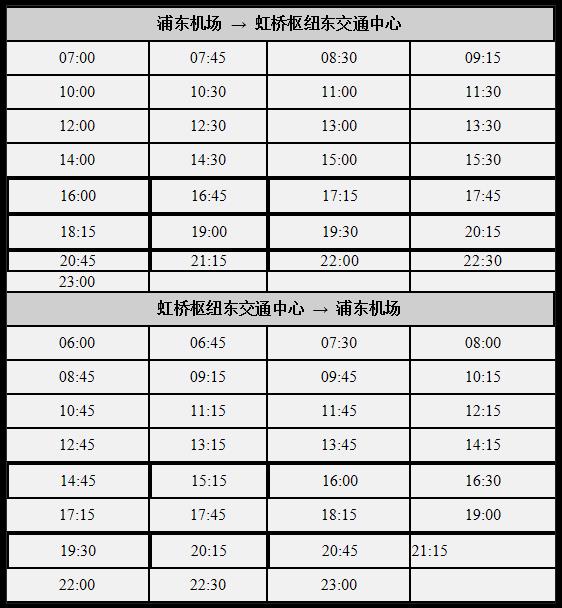 2023上海机场一线时刻表最新