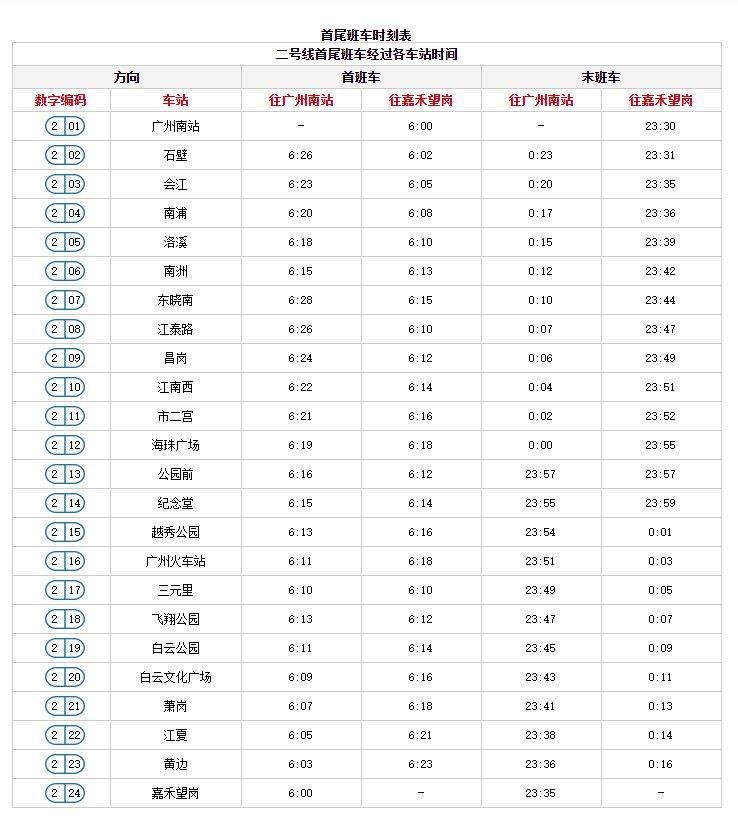 广州地铁运营时间表2023 附线路图