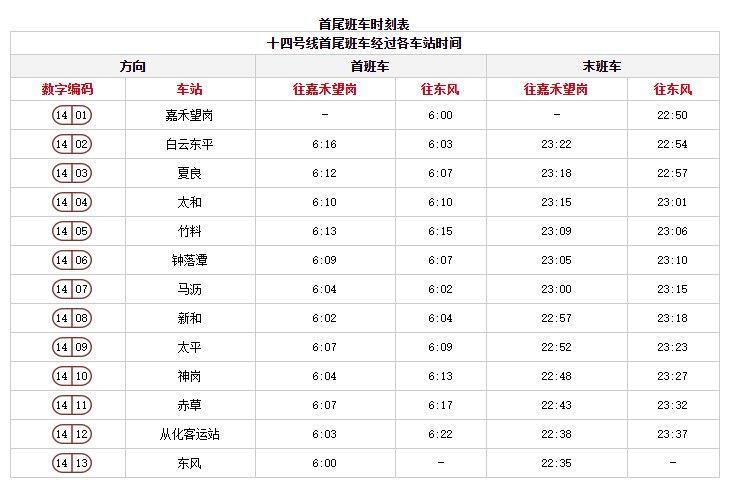 广州地铁运营时间表2023 附线路图