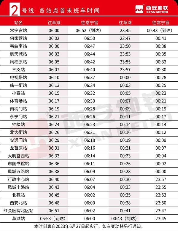 2023西安地铁运营时间最新