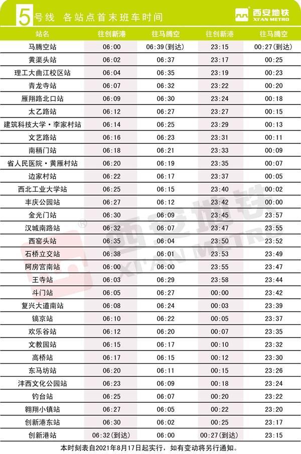 2023西安地铁运营时间最新