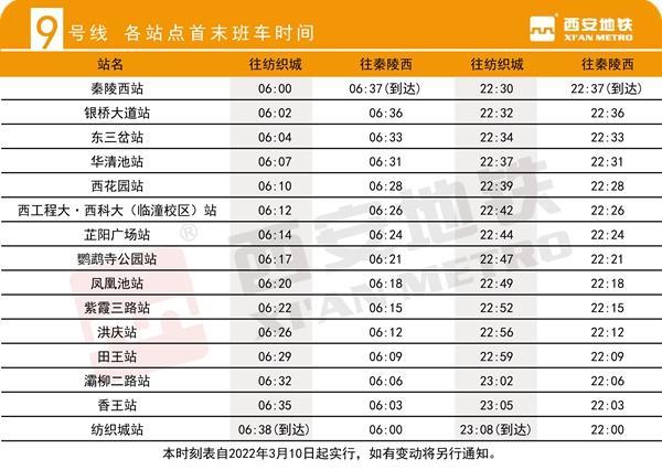 2023西安地铁运营时间最新