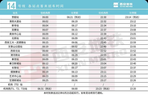 2023西安地铁运营时间最新