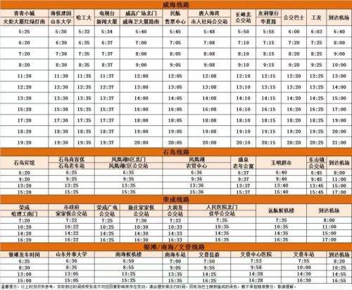 威海机场大巴时刻表2023