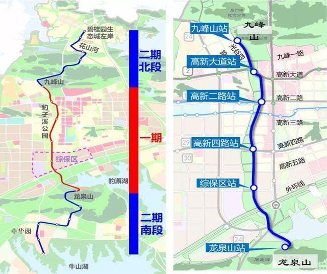 2023武汉光谷空轨线路图最新(一期+二期)