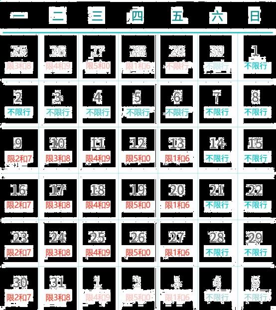 2023北京限行尾号时间表10月