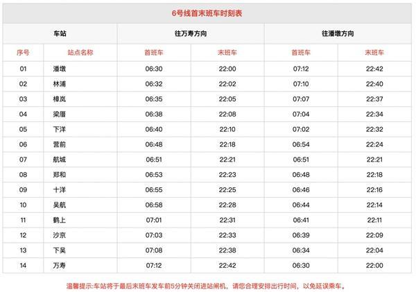 福州地铁运营时间2024 几点开始到几点结束