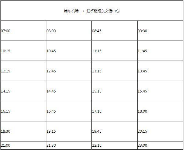 浦东机场巴士时刻表2024