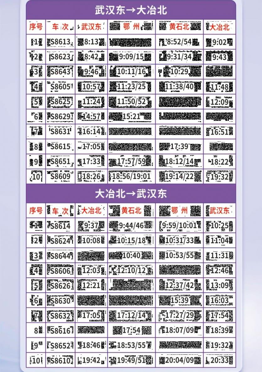 2024武汉新城快线班次时间表